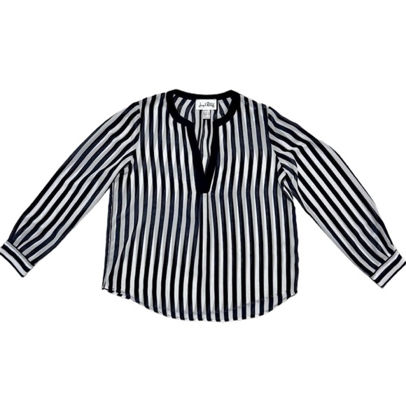 Joseph Ribkoff Women's Navy & White Striped Blouse, Sheer Size 6 - Picture 1 of 10